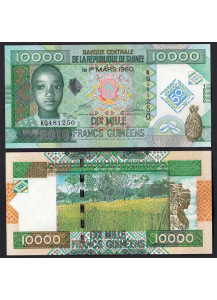 GUINEA 10.000 Francs 50 Anniv. Banca della Guinea Fior di Stampa
